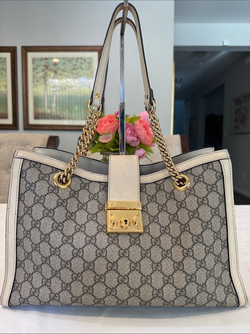 Authentic Gucci GG Padlock chain tote bag